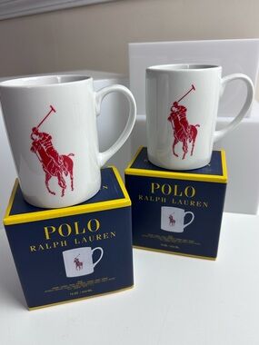 Polo Ralph Lauren Home Pony Mug In Red NIB Set of 2